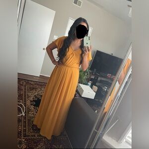 Long length David’s Bridal Marigold Dress, Size 6.